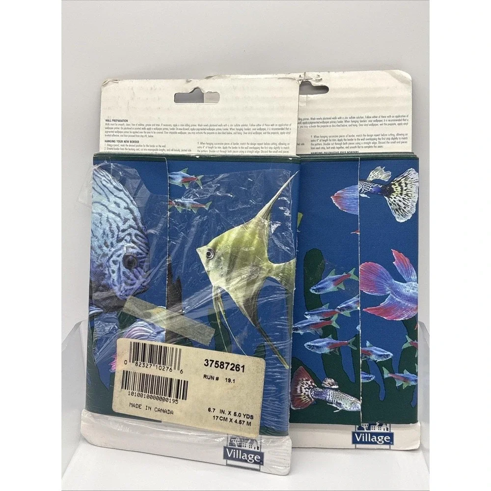 Vintage Village Aero Frutiger Aquarium Fish Prepasted Wallpaper Border 15 YD 2PK